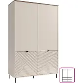 Kondela Eyco 4D Kleiderschrank mit vier Türen - Kaschmir / Eiche Castello