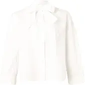 Armani Exchange für Damen. XW001757AF12812U0002 Bluse weiße Schleife (XS), Lässig, Baumwolle, Klassisch, Langarm