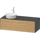 Duravit White Tulip, Waschtischunterbau wandhängend, Breite 1300 x Tiefe 550mm, mit 2 Schubkästen