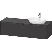 Duravit Ketho.2 Konsolenwaschtischunterbau, Beckenausschnitt rechts, 1600x459x550mm, 2 Auszüge, K24889R80800000, Farbe: Graphit Supermatt Dekor