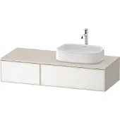 Duravit Zencha Konsolenwaschtischunterbau, 1300x550mm, 2 Auszüge, 1 Ausschnitt rechts, ZE4817064830000, Farbe: Front: Weiss (Glas)/Korpus: Taupe supermatt