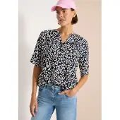 Cecil Druckbluse , Damen, Gr. XXL (46), urban dunkelblau, Web, Obermaterial: 100% Viskose, lässig geschnitten hüftbedeckend, Rundhals, abgerundeter Saum, Blusen Druckbluse, Sommerbluse mit Leo-Muster