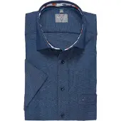 MARVELIS Kurzarmhemd , Herren, Gr. 40, N-Gr, blau (marine), Web, Obermaterial: 100% Baumwolle, comfort fit normal, Hemden Kurzarmhemd, comfort fit, bügelfrei, mit Struktur, Businesshemd