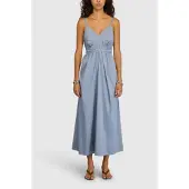 Semicouture für Damen. S6SK29 Alyssa Kleid blau (46), Lässig, Baumwolle, Ärmellos / Hosenträger