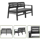 The Living Store 2-Sitzer-Gartenbank mit Kissen Anthrazit 133 cm Kunststoff