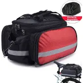Youjia Fahrrad Hinter Gepäckträgertasche Wasserdichte Fahrradtasche Hinterradtasche Gepäckträger Tasche Mit Regenhülle, rot