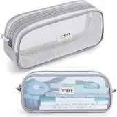 Youjia Mäppchen Teenager Mädchen Federtaschen, Farbig Federmäppchen durchsichtig, Transparent Federmappen, grau