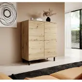 Jerpax Kommode 4-Türig, Aufbewahrungsschrank, Sideboard, 100 cm, Artisan, Loft-Design, "Masimo"