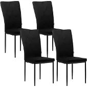 Woltu Esszimmerstühle 4er Set, Samtstuhl mit Rückenlehne&Metallbeinen, Schwarz
