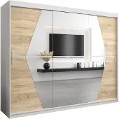 MEBLE KRYSPOL Kleiderschrank, Schiebetürenschrank Schlafzimmer, Schrank mit Spiegel BOLIWIA 250 cm