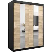 MEBLE KRYSPOL Kleiderschrank, Schiebetürenschrank Schlafzimmer, Schrank mit Spiegel POLE 150 cm