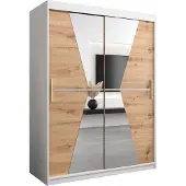 MEBLE KRYSPOL Kleiderschrank, Schiebetürenschrank Schlafzimmer, Schrank mit Spiegel MAROKO 150 cm