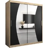 MEBLE KRYSPOL Kleiderschrank, Schiebetürenschrank Schlafzimmer, Schrank mit Spiegel WAVE 180 cm