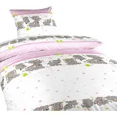 Dadka Krepp-Bettwäsche Elefanten rosa 90x130, 45x60 cm