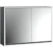 Emco loft Lichtspiegelschrank, 1000mm, 2 Türen, Aufputzmodell, schwarz/spiegel, 979813316, Ausführung: breite Tür links