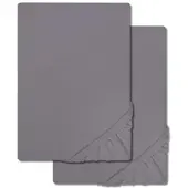 CloudComfort Doppelpack Basic Spannbettlaken Jersey-Stretch dunkelgrau 120 x 200 cm (2 Stück)