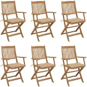 Syfax Klappbare Gartenstühle 6 Stk. mit Kissen Massivholz Akazie