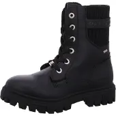 Tom Tailor Winterboots , Kinder, Gr. 33, Warmfutter, schwarz, Elastischer Einsatz, Lederimitat, unifarben, Schuhe Winterboots, Schnürstiefelette, Winterstiefelette mit TEX-Membran, bequeme Form