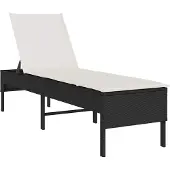 Syfax Sonnenliege mit Auflage Schwarz 55x200x44 cm Poly Rattan