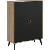 CALICOSY - Hochschrank 4 Türen mit Metallfüßen B90 cm - FLORA