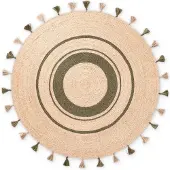 Hanse Home "Basil" rund 7 mm Höhe Jute, Handgemacht, Rund, Fransen, Wohnzimmerteppich, Naturteppich