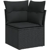 vidaXL 8-tlg. Garten-Sofagarnitur mit Kissen Schwarz Poly Rattan