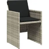 vidaXL 17-tlg. Garten-Essgruppe mit Kissen Hellgrau Poly Rattan