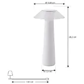 LINDBY LED-Akku-Außentischleuchte Gomba, weiß, dimmbar