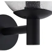 LINDBY Außenwandleuchte Dangan, schwarz/klar, Glas, Ø 20 cm