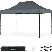 Vonroc Partyzelt – 3 x 4,5 m – Premium-Easy-Up-Partyzelt – Modulares Design – Zusammenklappbar – Wasserdicht – Stahlrahmen – UV-Schutz 50+ – Inkl. Aufbewahrungstasche – Grau