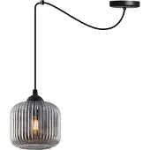 Light11 HOME Riffle Spider Hängelampe Schwarz 1 Flacher Graphit-Lampenschirm Zylinder E27