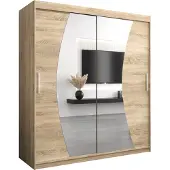 MEBLE KRYSPOL Kleiderschrank, Schiebetürenschrank Schlafzimmer, Schrank mit Spiegel WAVE 180 cm