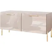 Lookway TV-Schrank AURA 100 KASCHMIR Hochglanz auf geraden goldenen Füßen mit LED-Beleuchtung