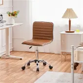 Yaheetech Bürostuhl ohne Armlehnen, Drenstuhl mit Rollen, höhenverstellbar, Retro-Braun