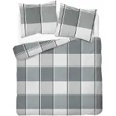 Detexpol Bettwäsche, Satinbettwäsche, 100 % Baumwolle, hohe Qualität 200x220 5777b Graues Karomuster