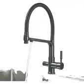 OEM Küchenarmatur, Kalt- und Warmwasser, Doppelgriff, Deckeneinbau, matte schwarz