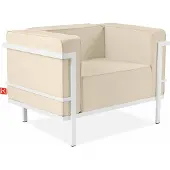 Konsimo GARTENSESSEL Stahlgestell "TRIGLO" Weiß/Cremeweiß, Stahl/Polyester/Schaumstoff, Modern, 99x70x69 cm
