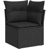 vidaXL 8-tlg. Garten-Sofagarnitur mit Kissen Schwarz Poly Rattan