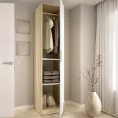 Dmora Calvert - Kleiderschrank 1 Tür, Weiß, Kleiderhaken