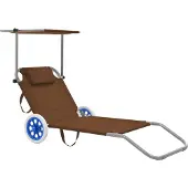 Syfax Klappliege mit Sonnenschutz und Rädern Stahl Taupe