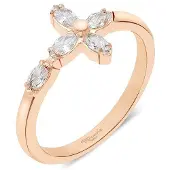 Tamaris Fingerring "Cross, Kreuz-Design" Gr. 56, roségoldfarben, kristallweiß, Fingerringe, Damen, 56, Edelstahl, 1,6mm, Fingerring, mit Zirkonia (synth.)