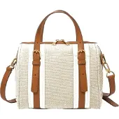 Fossil Schultertasche Handtasche Carlie Satchel Natural Brown creme