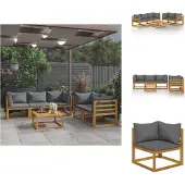 vidaXL 6-tlg. Garten-Lounge-Set mit Auflagen Massivholz Akazie - Gartenmöbel-Sets