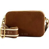 Ted Baker Leder Umhängetasche Shayann Webbing Suede Crossbody Camera Bag Brown hellbraun