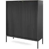 Feldmann-Wohnen Highboard Nova Kommode 104x39x125cm schwarz 2-türig MDF