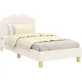 Syfax Kinderbettgestell mit Kopfteil Creme 80 x 160 cm Schafstoff
