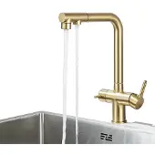 OEM Küchenarmatur, Ausziehbarer Auslauf, Doppelgriff, Bürste Gold