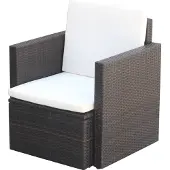 The Living Store Gartenstuhl mit Polstern und Kissen Poly Rattan Braun