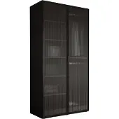 3Xeliving Kleiderschrank, Graphitschwarz / klares Glas, 100 x 200 x 51 cm