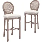 Syfax Barhocker 2 Stk. Weiß Leinen